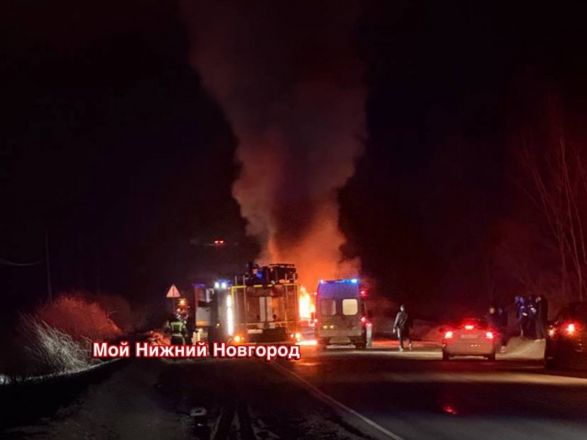 Иномарки загорелись после лобового столкновения в Нижегородской области - фото 2